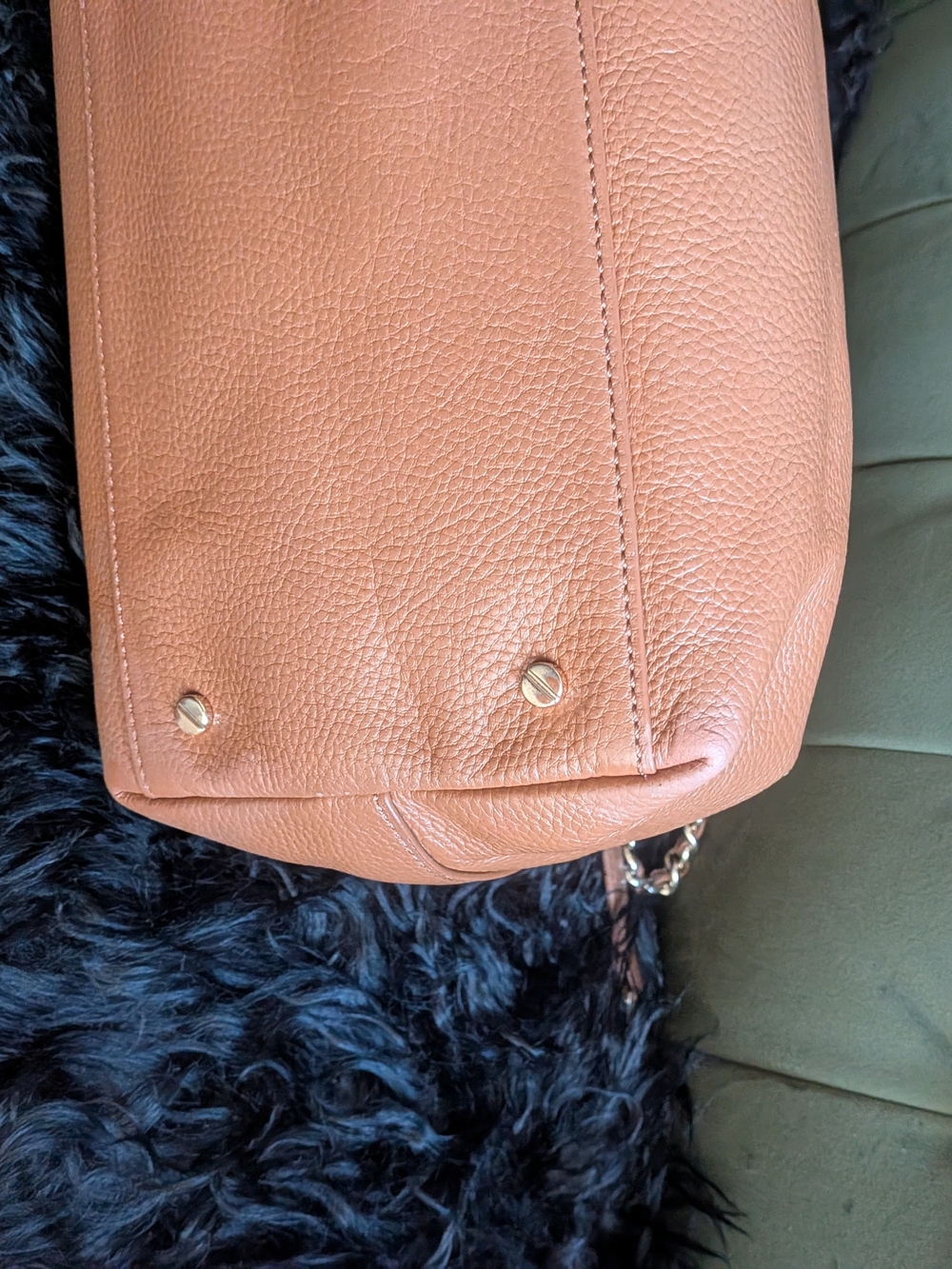 Tory Burch Marion Leather Chain Slouchy Shoulder Tote Bag – Tan/Bark - Picture 10 of 14